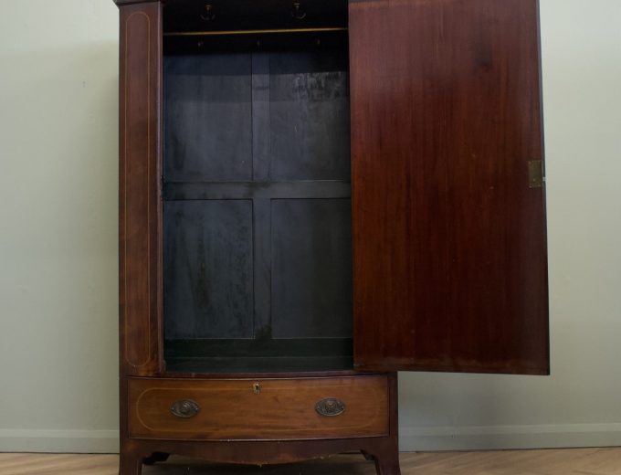 Antique 19th Century Bow Fronted Mahogany Wardrobe, 1890s #1859 4