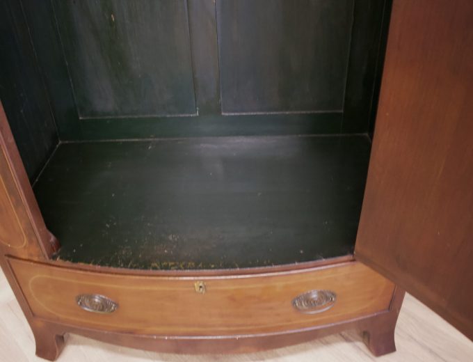 Antique 19th Century Bow Fronted Mahogany Wardrobe, 1890s #1859 3