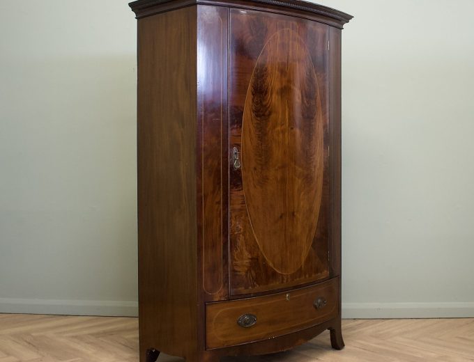 Antique 19th Century Bow Fronted Mahogany Wardrobe, 1890s #1859 0