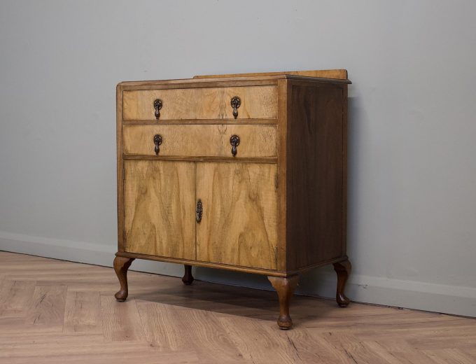 Art Deco Walnut Tallboy Cupboard Chest, 1930s #1875 6