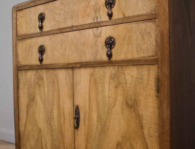 Art Deco Walnut Tallboy Cupboard Chest, 1930s #1875 5