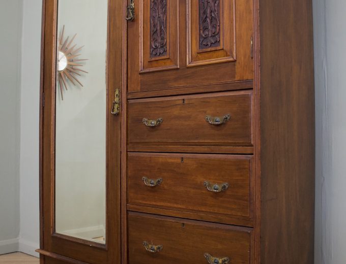 Antique Victorian Walnut Compactum Combination Wardrobe, 1890s 6