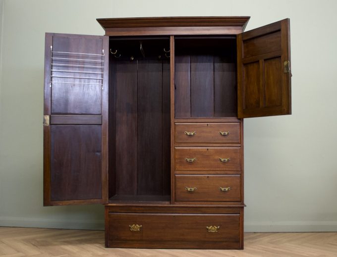 Antique Victorian Walnut Compactum Combination Wardrobe, 1890s 3