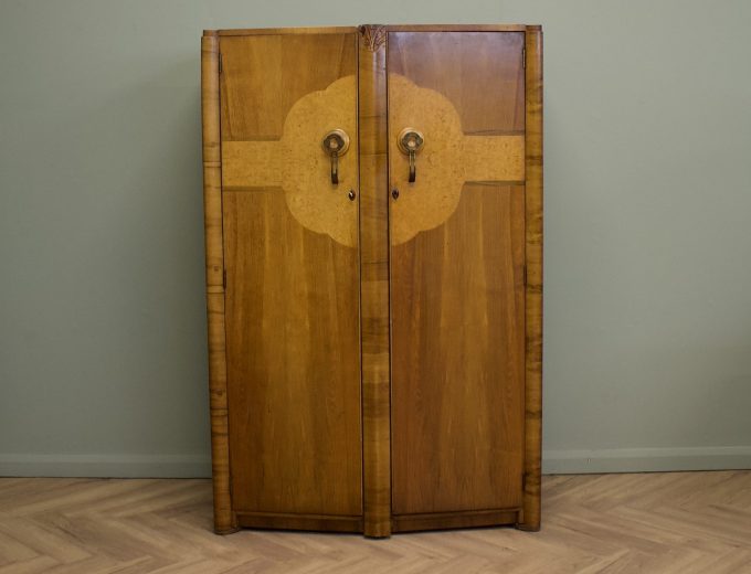 Vintage Art Deco Figured Walnut Wardrobe, 1930s #1887 8