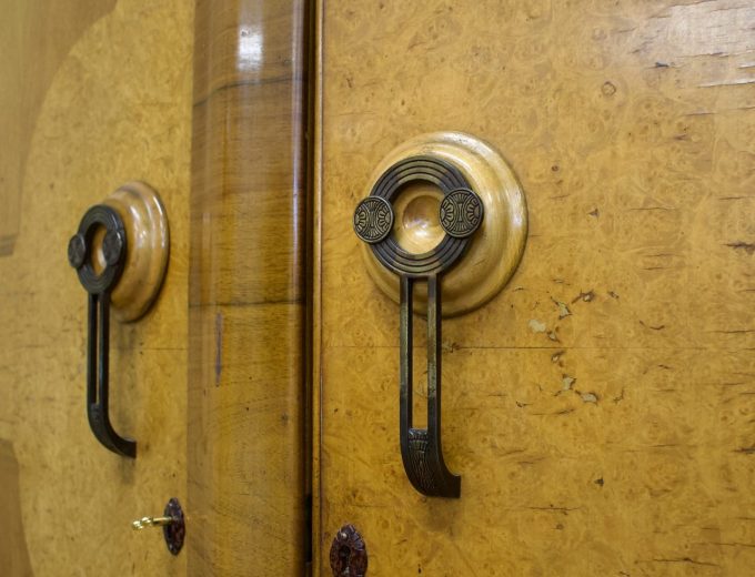 Vintage Art Deco Figured Walnut Wardrobe, 1930s #1887 5