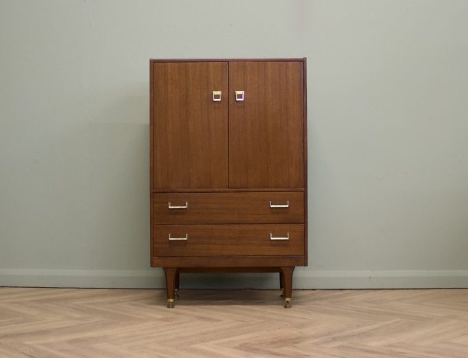 Mid Century Tola and Black Tallboy Linen Cabinet G Plan, 1960s #1888 6