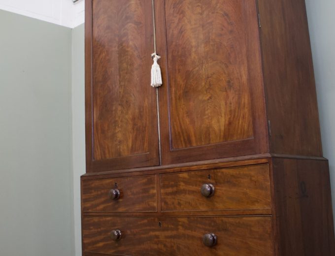 Victorian Flame Mahogany Linen Press 1860s #2163 6