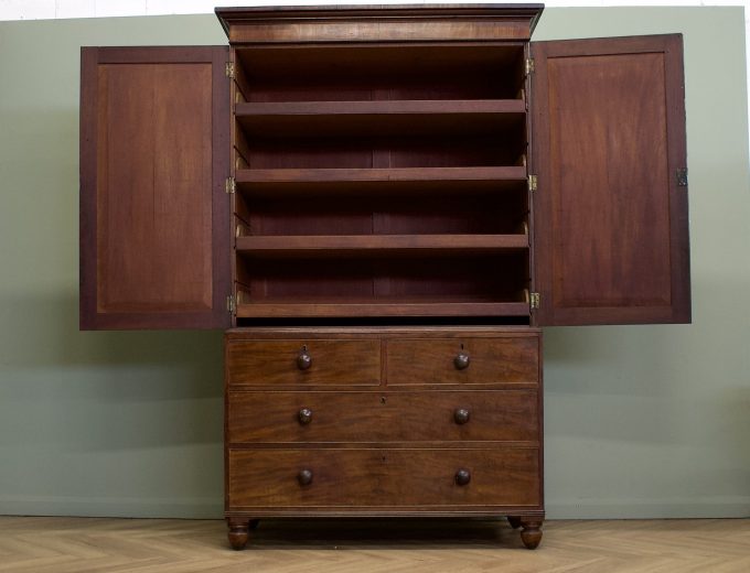 Victorian Flame Mahogany Linen Press 1860s #2163 4