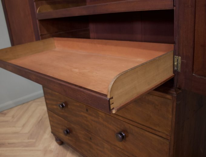 Victorian Flame Mahogany Linen Press 1860s #2163 3