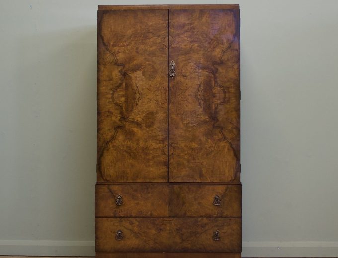 Art Deco Walnut Tallboy Linen Cabinet, 1930s #2178 7