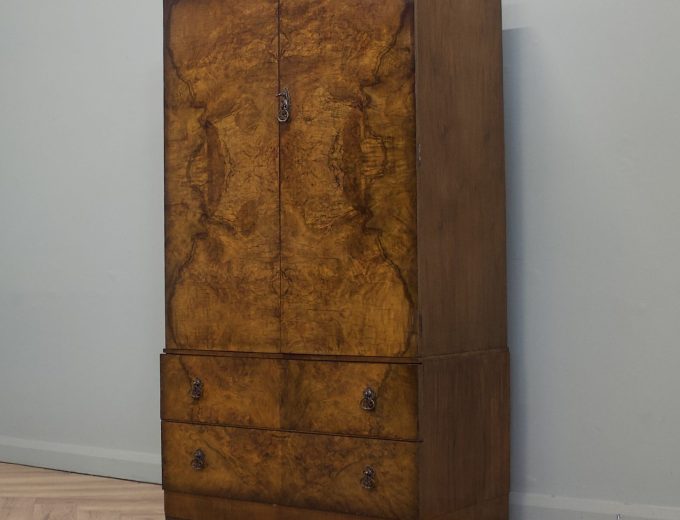 Art Deco Walnut Tallboy Linen Cabinet, 1930s #2178 6