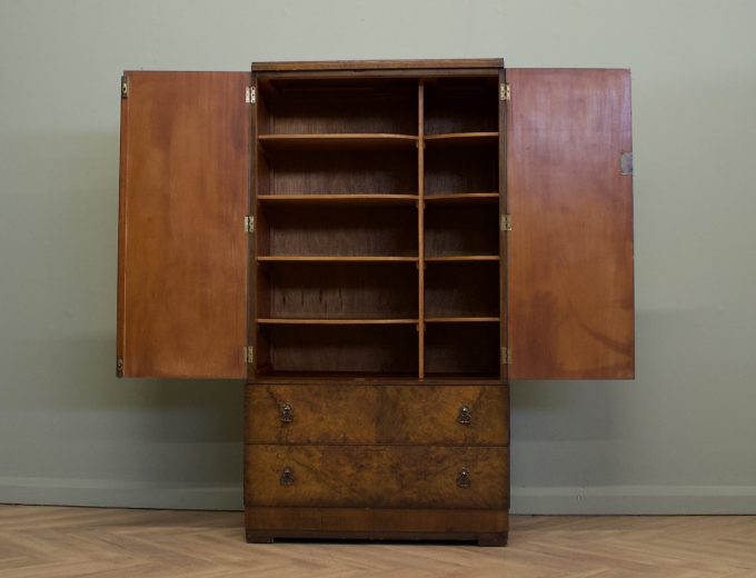 Art Deco Walnut Tallboy Linen Cabinet, 1930s #2178 4