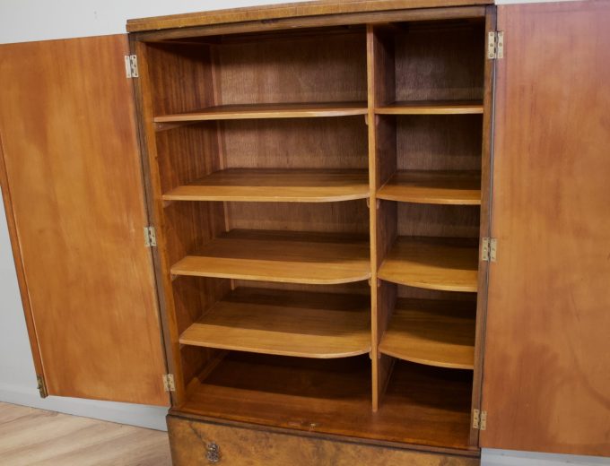 Art Deco Walnut Tallboy Linen Cabinet, 1930s #2178 3