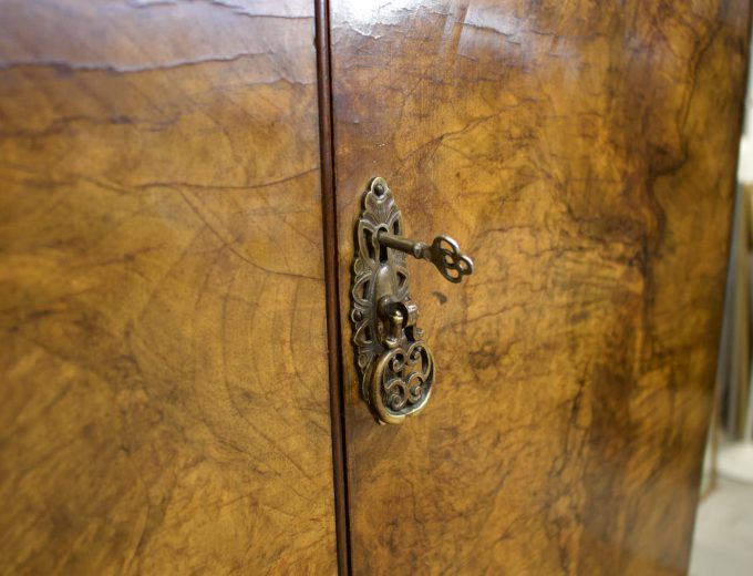 Art Deco Walnut Tallboy Linen Cabinet, 1930s #2178 1