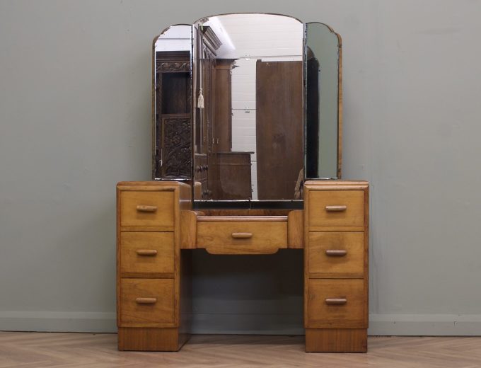 Art Deco Oak Dressing Table, 1940s #2176 0