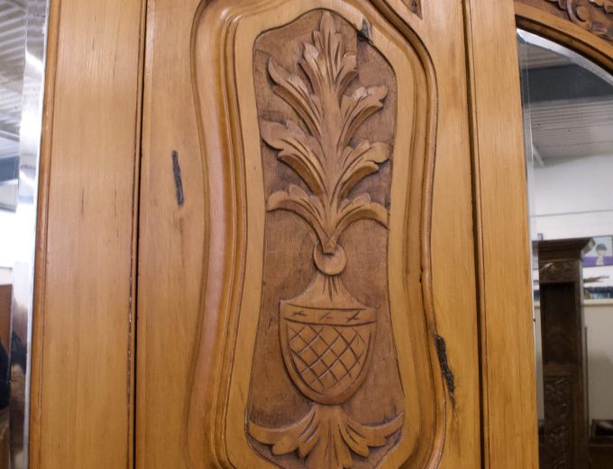 Antique Art Nouveau Satinwood Wardrobe Hall Cupboard, 1900s #2113 6