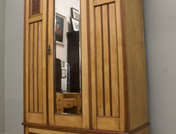 Antique Edwardian Ash Wardrobe, 1900s #2217 6