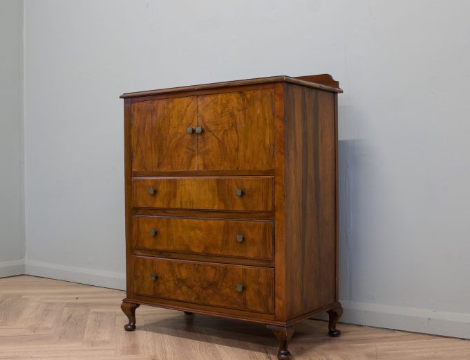 Art Deco Walnut Tallboy Linen Cabinet, 1930s #2200 9