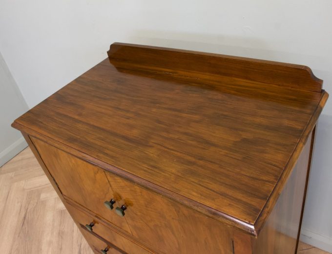 Art Deco Walnut Tallboy Linen Cabinet, 1930s #2200 6