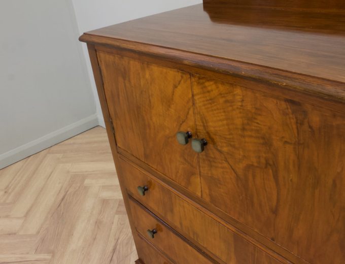 Art Deco Walnut Tallboy Linen Cabinet, 1930s #2200 5