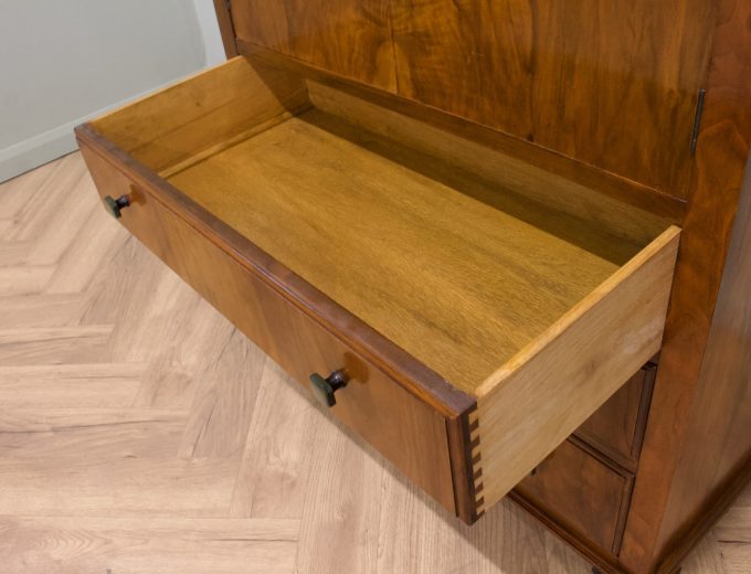 Art Deco Walnut Tallboy Linen Cabinet, 1930s #2200 2