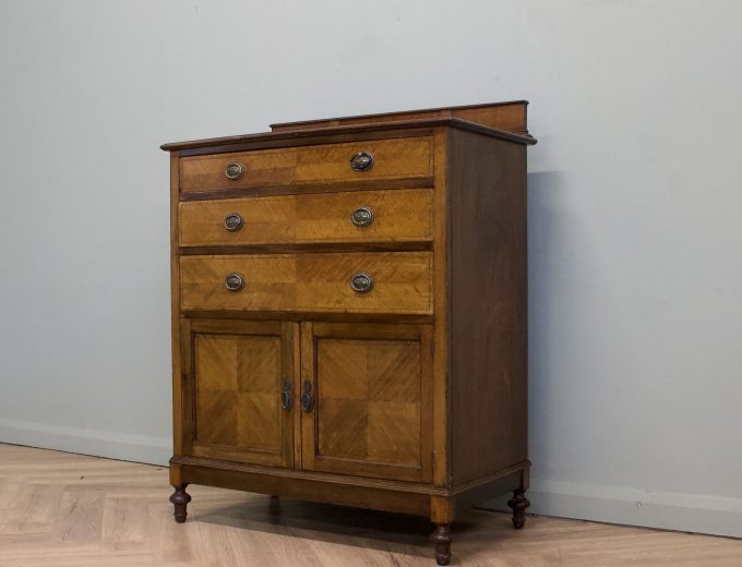 Edwardian Walnut Tallboy Cabinet Chest, 1910s #2192 12