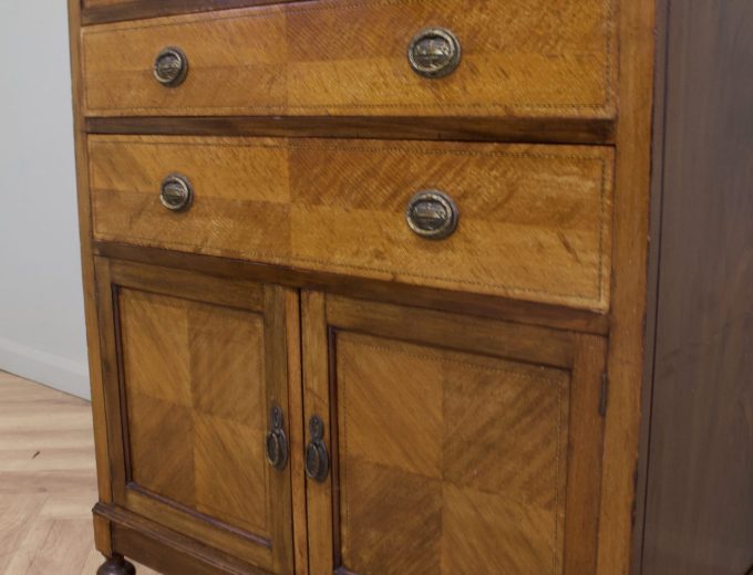 Edwardian Walnut Tallboy Cabinet Chest, 1910s #2192 11
