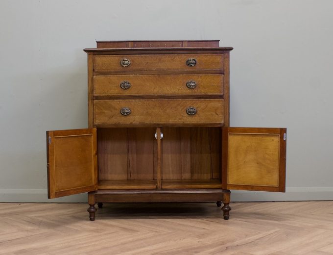 Edwardian Walnut Tallboy Cabinet Chest, 1910s #2192 4
