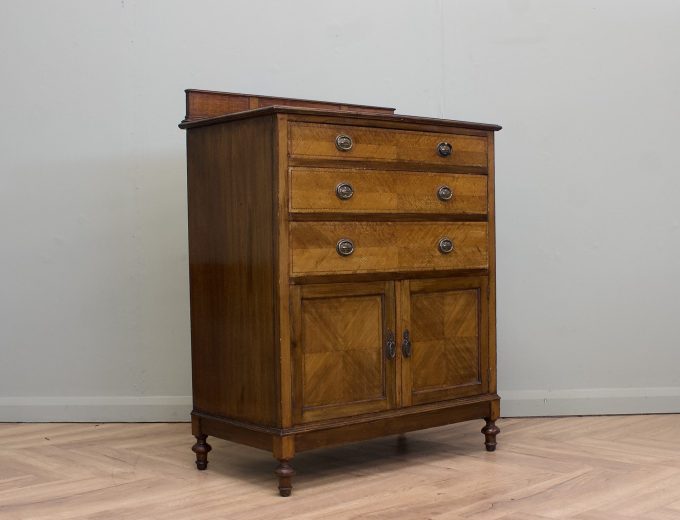 Edwardian Walnut Tallboy Cabinet Chest, 1910s #2192 1