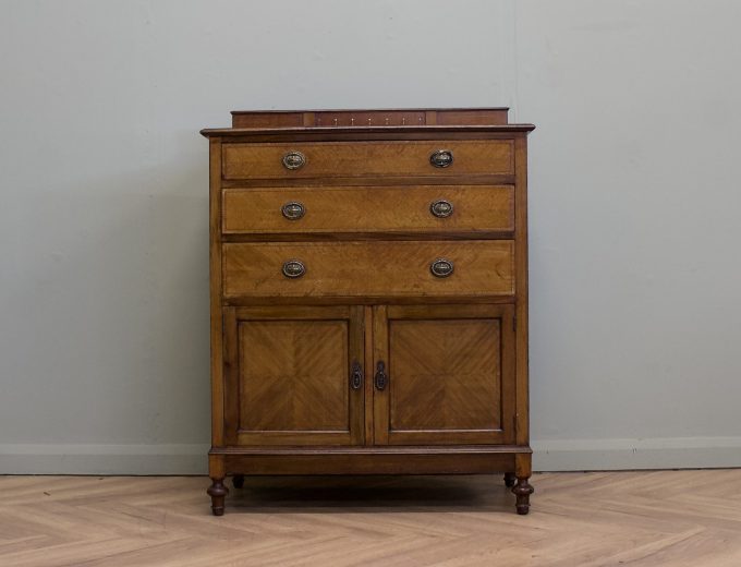 Edwardian Walnut Tallboy Cabinet Chest, 1910s #2192 0